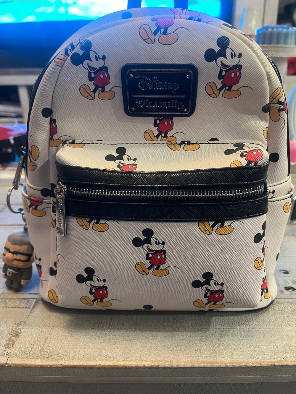Loungefly White Mickey Mouse Pattern Mini Backpack